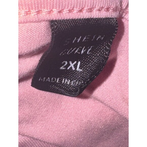 Shein Curve Pink V-Neck Top With Floral Sheer Bell Sleeves 2XL - Picture 3 of 7